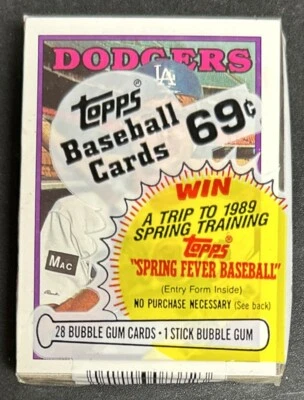 1988 Topps Baseball Card Cello Pack Glenn Hoffman Dodgers Casey Candaele Expos - Image 1 of 2