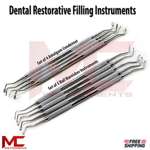 Dental Filling Amalgam Condensers Ball Tips Burnisher Restoration Lab Placing  - Picture 1 of 12