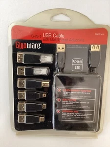 GIGAWARE 6-IN-1 USB CABLE WITH GOLD PLATED ADAPTERS-PC-MAC-2602045 - Picture 1 of 2