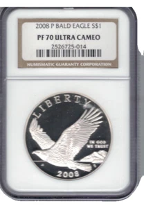 2008 P BALD EAGLE $1 COMMEMORATIVE PF70 ULTRA CAMEO GRADED BY NGC - Picture 1 of 2