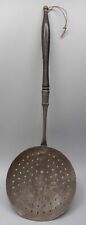 Antique 19th Century Large Sifting Ladle Tin, Cast Iron, & Wood