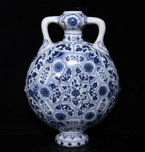 Bellissimo vaso fiori porcellana blu e bianca a mano cinese bellissimo da collezione - Foto 1 di 9