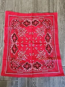 Vtg Thin Worn Paisley Red Bandana Fast Color Soft Rare - Picture 1 of 3