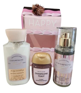 NEW Bath & Body Works CHAMPAGNE TOAST Travel Mini Gift Set 3 pc Happy Bday - Picture 1 of 3