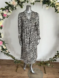 Leopard Print Maternity Midi Wrap Dress Size 8 & 12 Satin Violet Romance MS16 - Picture 1 of 24
