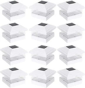 12 Pack White Solar LED Pathway Deck Patio Fence Light For 5x5 PVC Vinyl Posts - Picture 1 of 5