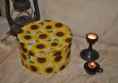 Lg  Round Sunflower Pantry/Nesting Box Farmhouse/Folk Art /  Primitive / Artist - Image 1 of 4