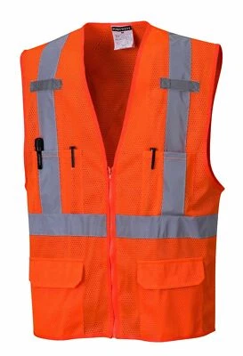 Portwest US370 Atlanta Hi Vis Mesh Safety Vest with Reflective Tape & 6 Pockets - Image 1 of 3