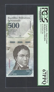 Venezuela 500 Bolivares 18-8-2016 P94a Uncirculated Graded 67 - Picture 1 of 2