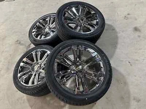 22" New Chevrolet Suburban Tahoe Chrome 4 Wheels with 2754522 Tires Set - Picture 1 of 3