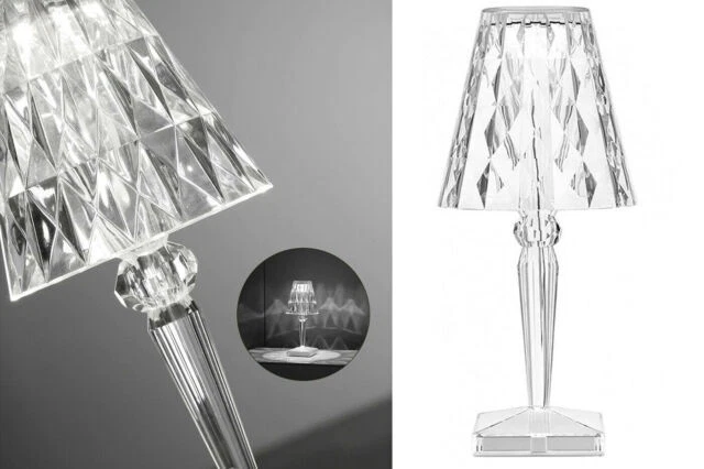 BS BES-32036 Lampada Ricaricabile Diamantata da Tavolo - Trasparente, Set di 2