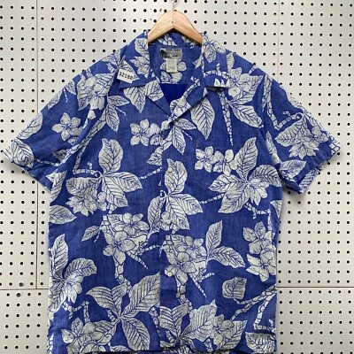 Vintage Kona Coast Hawaii Button Shirt Mens Large Blue Floral Made USA 24x30.5 - Image 1 of 4