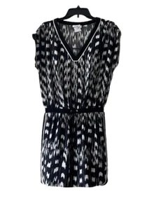Parker-Black and White Vintage Silk Dress With Drawstring detail - Picture 1 of 7