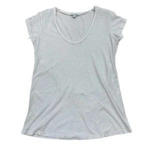 Standard James Perse Womens Slub White T-shirt Size 3 Large Deep Scoop Neck - Picture 1 of 9