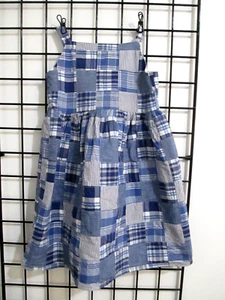 GYMBOREE  🌸  SIZE 12==BLUE & WHITE PATCHWORK PLAID / JUMPER DRESS - Picture 1 of 6
