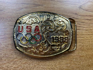 Vintage Gold Tone 1988 USA Olympics Belt Buckle - Picture 1 of 3