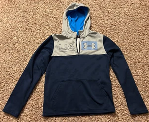 Under Armour Youth Boys Size XL Blue/Grey Hooded Quarter-Zip Sweatshirt - Picture 1 of 3