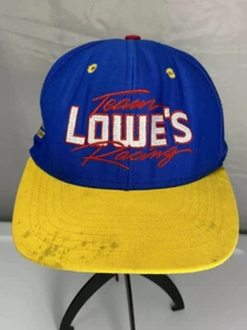 Vintage 90s Mike Skinner Team Lowes Racing Snapback Hat Chase Authentics Blue - Picture 1 of 6