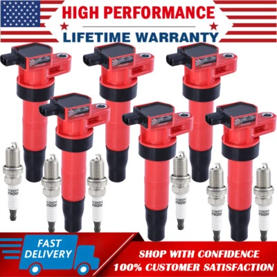 Paquete de 6 bobinas de encendido y bujías para Hyundai Genesis Coupe Azera Kia 3,3 L 3,8 L Foto 1 de 4