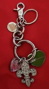 Kathy Van Zeeland Key Chain Purse FOB Charm Heart Fleur De Lis Gold Tone - Picture 1 of 4