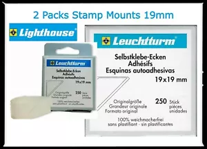 X2 Small Corner Stamp Mounts Lighthouse Self Adhesive 19mm 3/4x3/4 250 Clear New - Picture 1 of 6