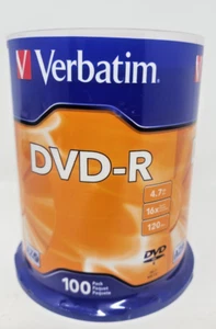 Verbatim DVD-R Discs, 4.7GB, 16x, Spindle, 100 Pack Sealed - Afbeelding 1 van 4