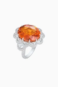 Pretty Simulated 9.76TCW Orange Citrine & White Sapphire Wedding Ring For Woman - Picture 1 of 5
