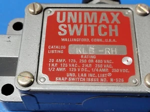 (1 PC) KLB-RH UNIMAX SWITCH 20A 125VAC, 250 OR 480VAC SNAP SWITCH - Picture 1 of 3