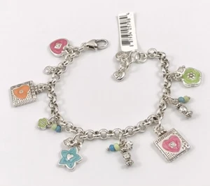 Brighton New Retired Havana Charm Bracelet Silver Colorful Enamel. #1093 - Picture 1 of 7