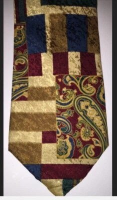 Corbata geométrica y cachemir hecha en Italia vintage nueva con etiquetas stock LUCIANO SOPRANI Foto 1 de 3