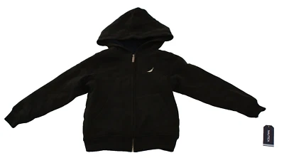 Nautica Little Boy's Size 7 Black Full Zip Sherpa Lined Hoodie Hooded Jacket - Image 1 of 4