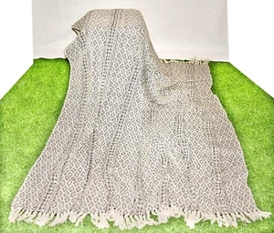 Traditional Sofa Blanket 50x70 In Soft Cotton Throw White & Black Indian Couch - Picture 1 of 6