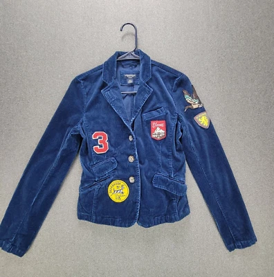 American Eagle Outfitters Blazer Women M Blue Corduroy Elbow Patches Academia - Image 1 of 4