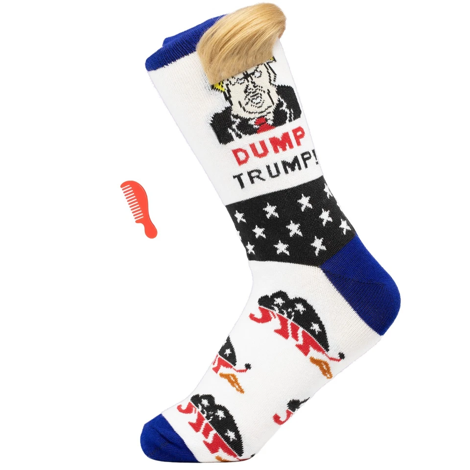 Donald Trump 'Dump Trump' 袜子 (1 包) 新奇礼物,美国 2024 年全新礼物 — 第 1/2 张图片
