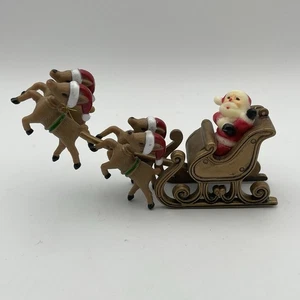 Santa Sleigh Reindeer Christmas Village Winter Figurine Lightweight Plastic - Picture 1 of 9