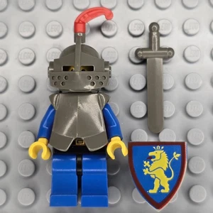 Lego Castle Minifigure CAS171 Breastplate Dark Gray Helmet Visor Red Feather - Picture 1 of 5