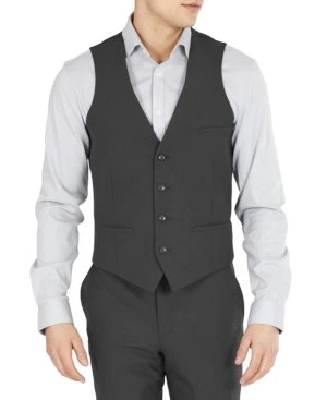 Bar Iii Hombres Calce Ajustado Abotonado Traje Chaleco Pequeño Gris Carbón Sólido Foto 1 de 3