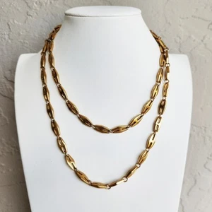 Collar Cadena Larga Vintage Corona Trifari Tono Oro 35 Pulgadas Firmado - Imagen 1 de 7