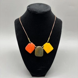 Achat Stein Perlenkette grün gelb orange poliert Natur Messing Abstandshalter - Bild 1 von 12