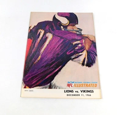 1966 Minnesota Vikings at Detroit Lions NFL Football Program 12-11-66 - Imagem 1 de 2