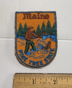 Maine Pine Tree State Fly Fishing Fisherman Stream ME Souvenir Embroidered Patch - Picture 1 of 3