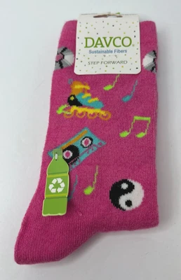 Davco Step Forward Mujer Talla 9-11 Rosa Novedad Calcetines Música Notas Patines Nuevo con Etiquetas Foto 1 de 4