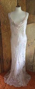 Monsoon Ethereal Silk Devore Bias Cut Godet Maxi Dress 14 16 Y2K 90's - Picture 1 of 16