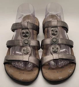 Taos Sandals Womens Prize 3 Slid Silver Leather Open Toe Metallic Size 11 - Picture 1 of 7