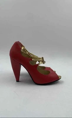 Seychelles Mujer Rojo Dorado Cuero Correa al Tobillo Punta abierta Tacones Talla 10 Foto 1 de 4