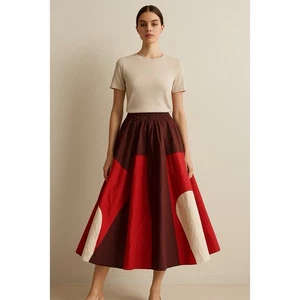 Casey Casey Luxus Abstrakt Gemustert Plissee Rund Motiv Midi Mod Rock XS - Bild 1 von 16