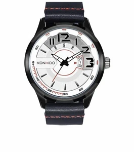 KONXIDO KX-6329 Mens Waterproof Watch With Genuine Leather Band & Chronograph - Picture 1 of 7