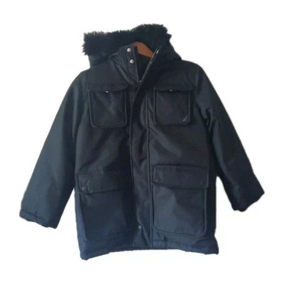 Abrigo de Invierno Nautica Niños Resistente Negro Forrado de Vellón Imitación Piel Capucha Bolsillos Pequeño 8 Foto 1 de 4