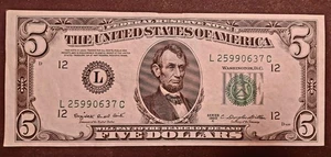 1950 C  $5 Federal Reserve Note Bank of San Francisco  - Picture 1 of 4