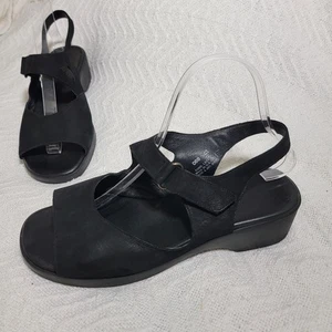 Munro American schwarze Keilsandalen Nubuk Blockabsatz 9,5 WW doppelte Weite M380886 - Bild 1 von 16